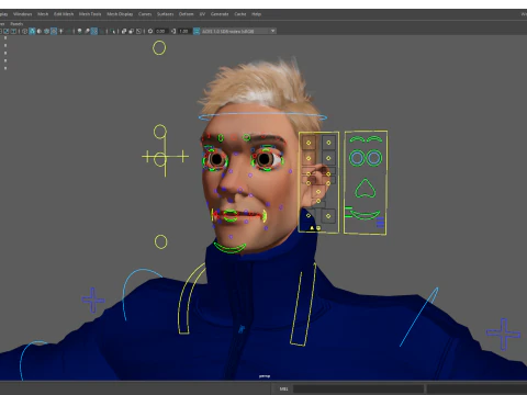 Stylized Man in blue winter jacket 3D Model