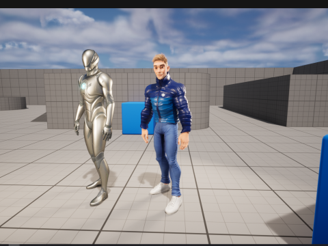 Stylized Man in blue winter jacket Modèle 3D
