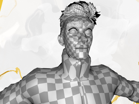 Stylized Man in blue winter jacket Modèle 3D