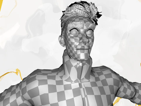 Stylized Man in blue winter jacket 3D Model