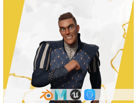 Cartoon Adventurer in Quilted Armor 3D Model