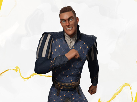Cartoon Adventurer in Quilted Armor 3D Model