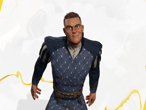Cartoon Adventurer in Quilted Armor 3D Model