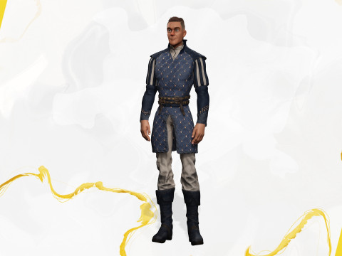 Cartoon Adventurer in Quilted Armor 3D Model