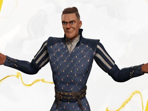 Cartoon Adventurer in Quilted Armor 3D Model