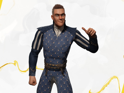Cartoon Adventurer in Quilted Armor 3D Model