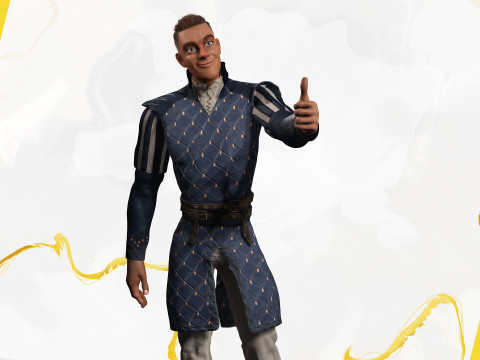 Cartoon Adventurer in Quilted Armor 3D Model