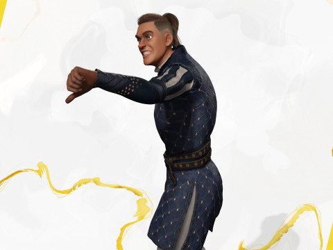 Cartoon Adventurer in Quilted Armor 3D Model