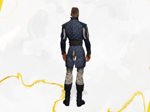 Cartoon Adventurer in Quilted Armor 3D Model