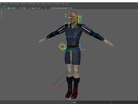 Cartoon Adventurer in Quilted Armor 3D Model