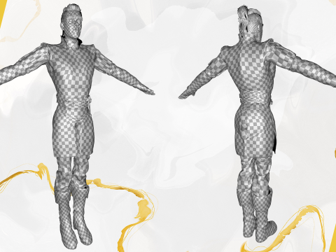 Cartoon Adventurer in Quilted Armor 3D Model