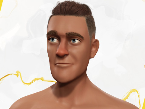 Cartoon Casual Man in Jeans and Sweater HQ 3D 模型