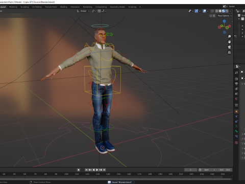 Cartoon Casual Man in Jeans and Sweater HQ 3D 模型