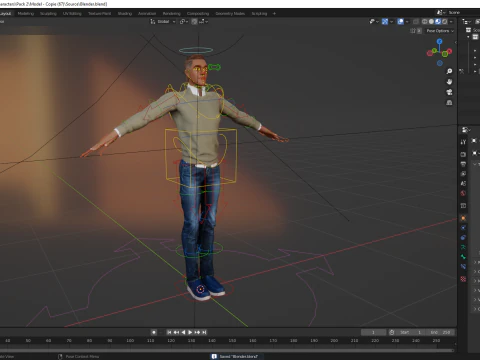 Cartoon Casual Man in Jeans and Sweater HQ 3D Model