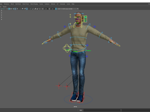 Cartoon Casual Man in Jeans and Sweater HQ 3D 模型