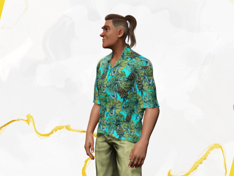 Cartoon Man in Tropical Shirt and Sandals 3D Model