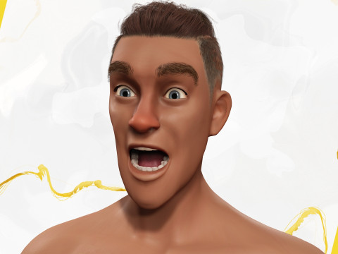 Cartoon Man in Tropical Shirt and Sandals 3D Model
