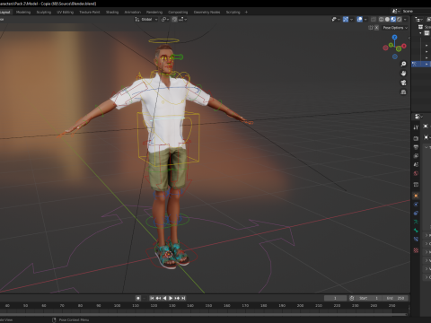 Cartoon Man in Tropical Shirt and Sandals 3D Model