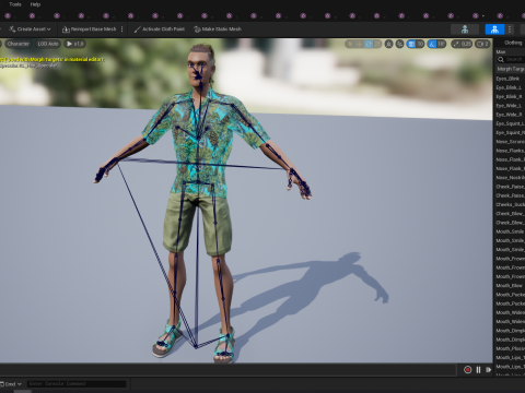 Cartoon Man in Tropical Shirt and Sandals 3D Model