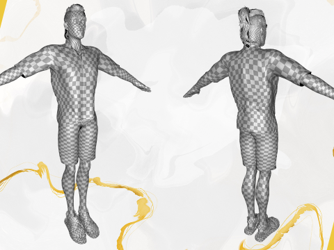 Cartoon Man in Tropical Shirt and Sandals 3D Model