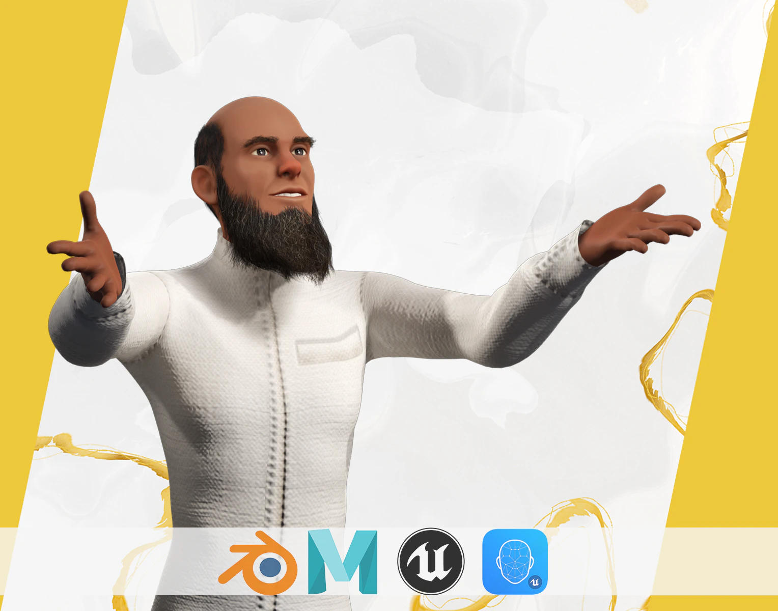 Cartoon Imam Spiritual Leader Muslim Religious 3D Model .c4d .max .obj .3ds .fbx .stl .blend 