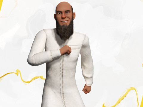 Cartoon Imam Spiritual Leader Muslim Religious 3D Model