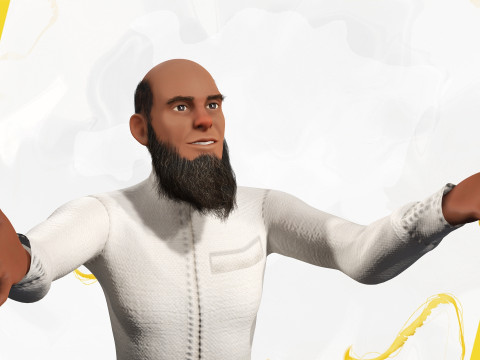 Cartoon Imam Spiritual Leader Muslim Religious 3D Model