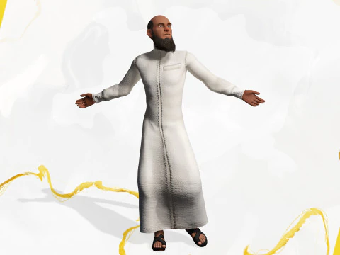 Cartoon Imam Spiritual Leader Muslim Religious 3D Model