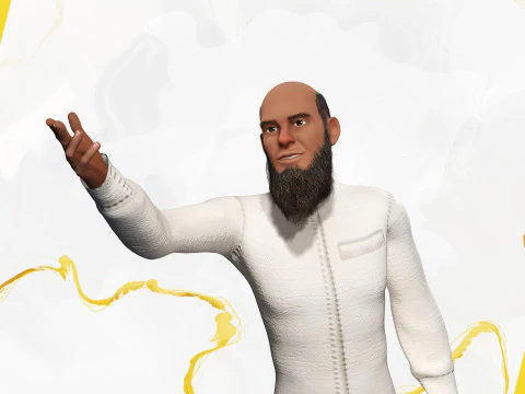 Cartoon Imam Spiritual Leader Muslim Religious 3D Model