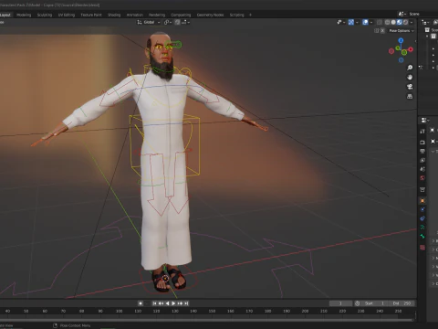 Cartoon Imam Spiritual Leader Muslim Religious 3D Model