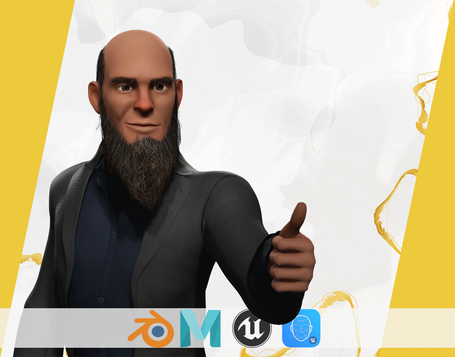Modern Muslim Leader Stylized Businessman 3D Model .c4d .max .obj .3ds .fbx .stl .blend