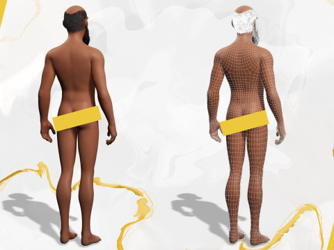 Bald and bearded elderly man in sweater 3D 模型