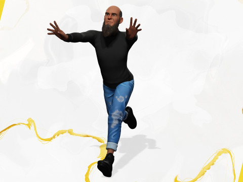 Bald and bearded elderly man in sweater 3D 模型