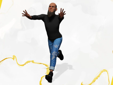 Bald and bearded elderly man in sweater 3D Model