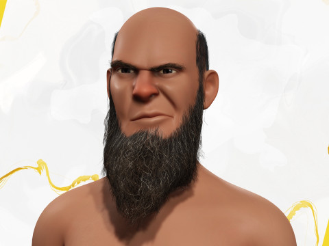 Bald and bearded elderly man in sweater 3D 模型