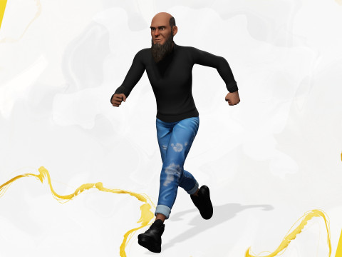 Bald and bearded elderly man in sweater 3D 模型