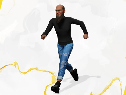 Bald and bearded elderly man in sweater 3D Model