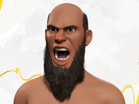 Bald and bearded elderly man in sweater 3D 模型