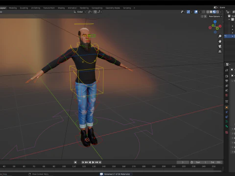 Bald and bearded elderly man in sweater 3D Model
