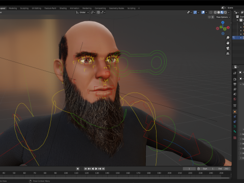 Bald and bearded elderly man in sweater 3D 模型