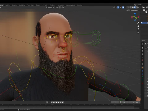 Bald and bearded elderly man in sweater 3D Model