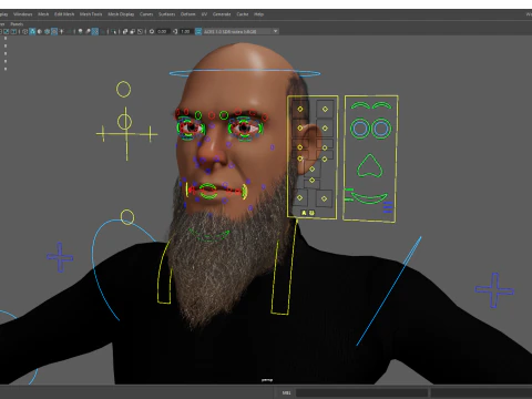 Bald and bearded elderly man in sweater 3D Model