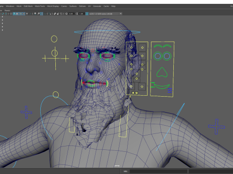Bald and bearded elderly man in sweater 3D 模型