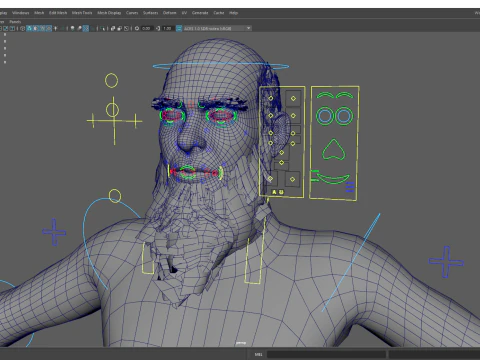 Bald and bearded elderly man in sweater 3D Model