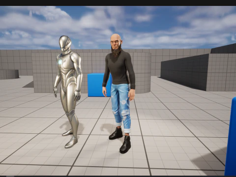 Bald and bearded elderly man in sweater 3D Model