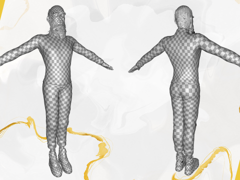 Bald and bearded elderly man in sweater 3D 模型
