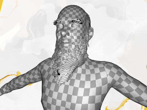 Bald and bearded elderly man in sweater 3D 模型