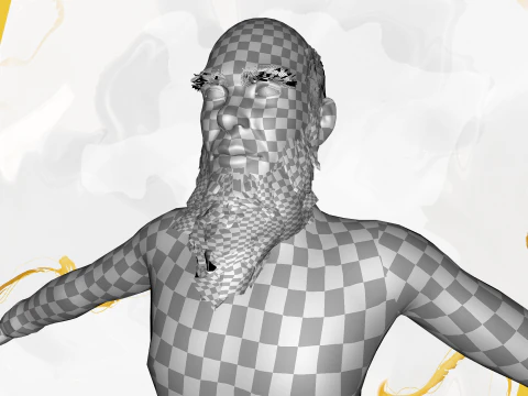 Bald and bearded elderly man in sweater 3D Model