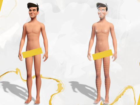 Cartoon Handsome Man in Casual Shirt 3D Model
