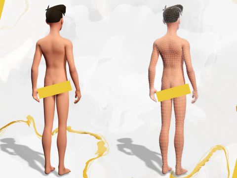 Cartoon Handsome Man in Casual Shirt 3D Model